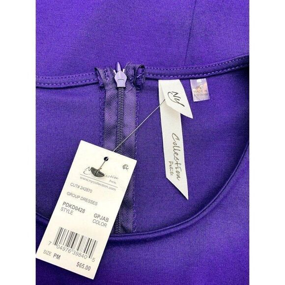 NY‎ Collection Sheath Dress Petite Medium Purple PM Knit NEW - Picture 7 of 11